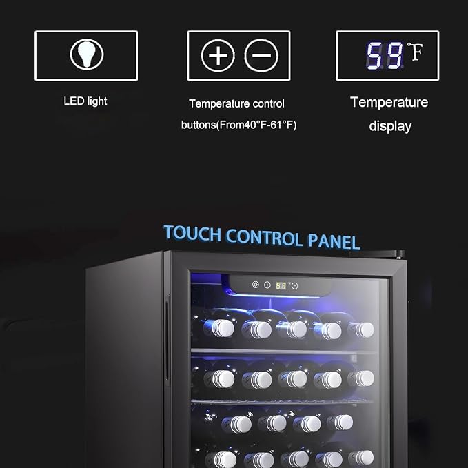 Antarctic Star Wine Cooler Beverage Refrigerator Mini Fridge 2.4 cu.ft | 16 Bottle Capacity, Clear Glass Door Quiet Freestanding Cellar for Beer Soda Bar