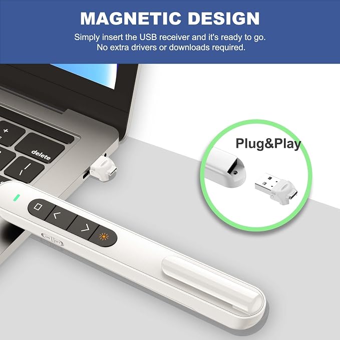 QUI Presentation Clicker with Volume Control, 2.4GHz USB Wireless Presenter