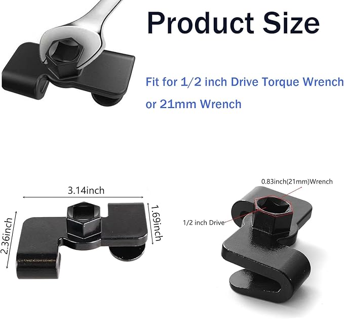 Universal Wrench Extender Adapter for 1/2 Inch Drive / 21mm Hex Drive Breaker Bars Wrench Conversion Extension Tool for Cheater Bar Extendable Torque Adapter to Leverage over Stubborn Nuts and Bolts