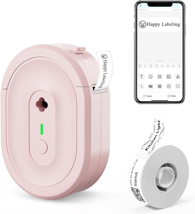N12 Label Maker Machine with Tape, Mini Bluetooth Label Printer, Small Labeler