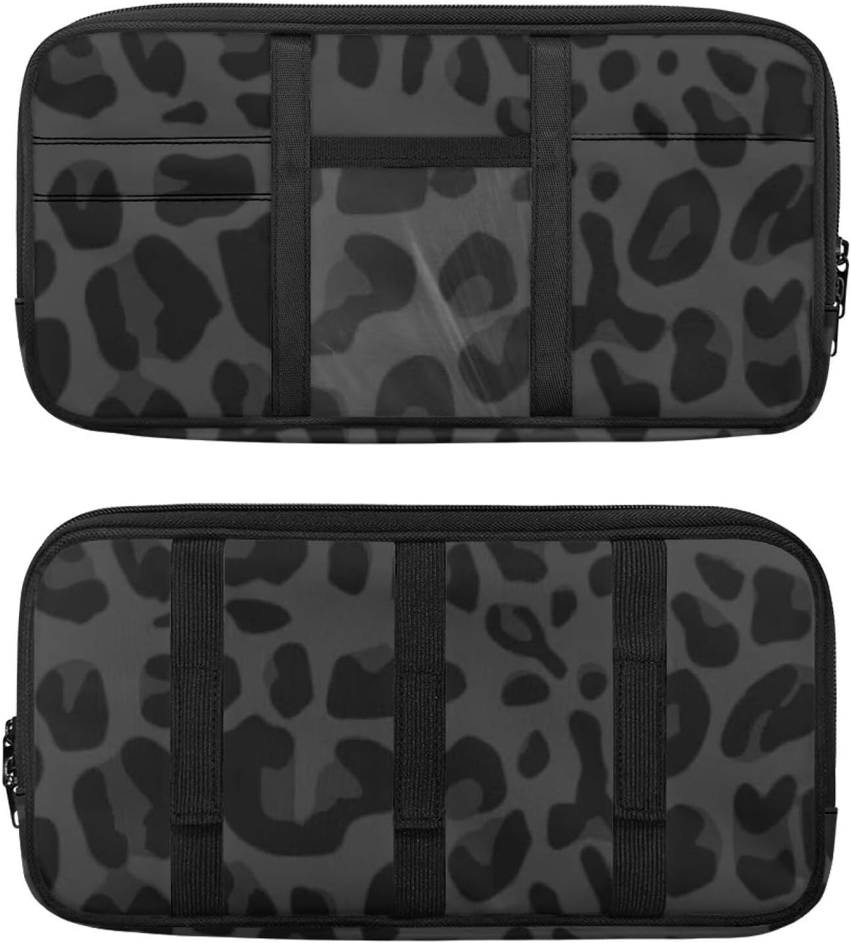 Flashideas Black Leopard Print Car Sun Visor Organizer with Large Zipper Pocket Car Sun Visor Storage Bag Cars Interior Accessories Fashion Install Fits Universal Size for Cars Trucks SUVs
