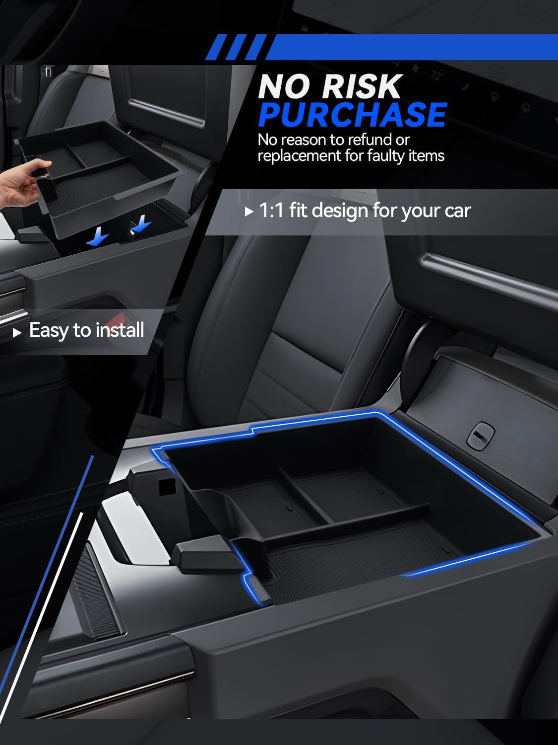 for Nissan Titan Center Console Organizer 2016-2019 2020 2021 2022 2023 2024 2025 Nissan Titan Accessories Armrest Tray Middle Storage Box Insert Container Durable ABS Plastic