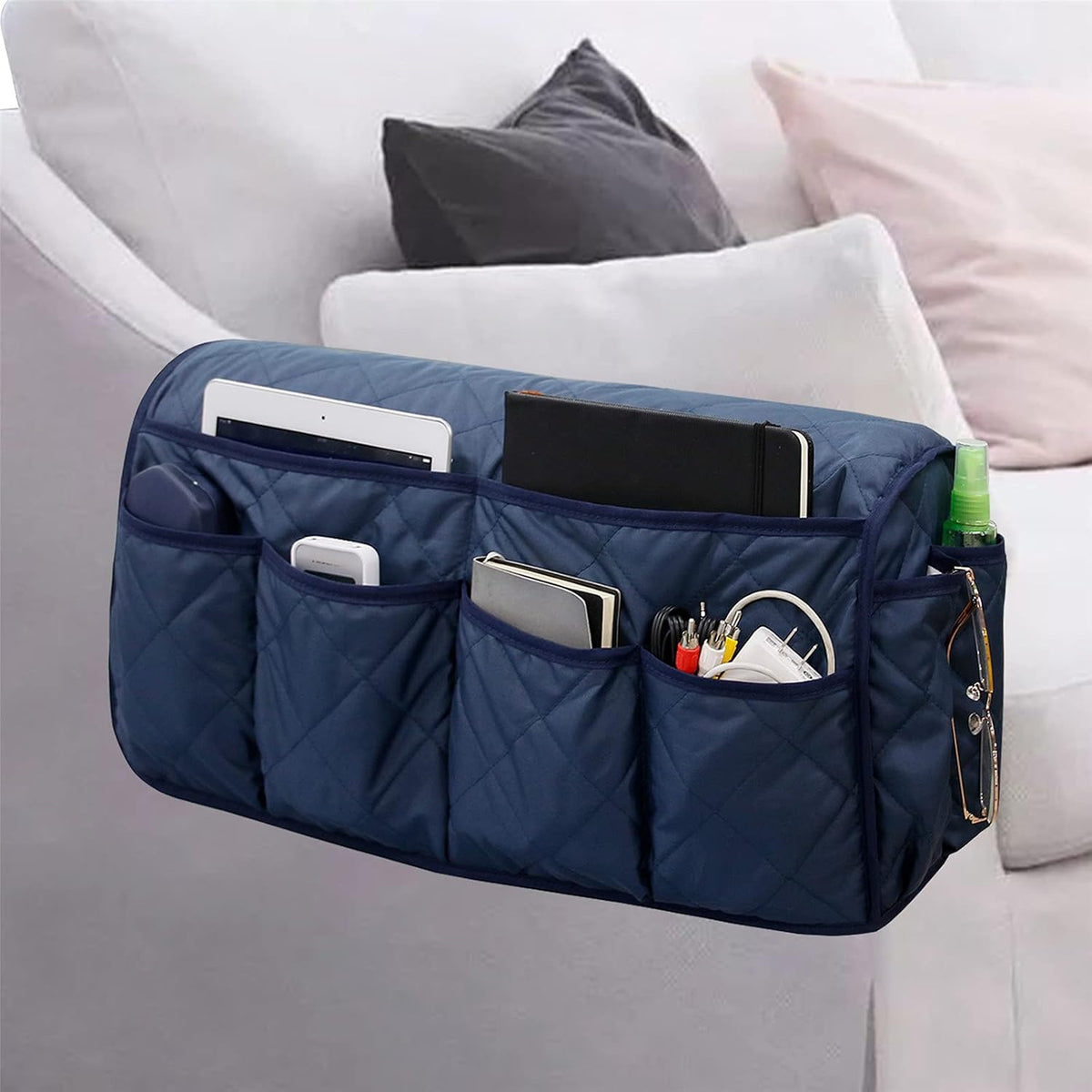 Armchair Caddy for Recliner - Sofa Armrest Organizer with 14 Pockets