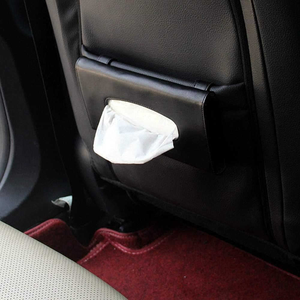 Black Car Tissue Holder with 7 Refill, Leather Tissue Dispenser for Car