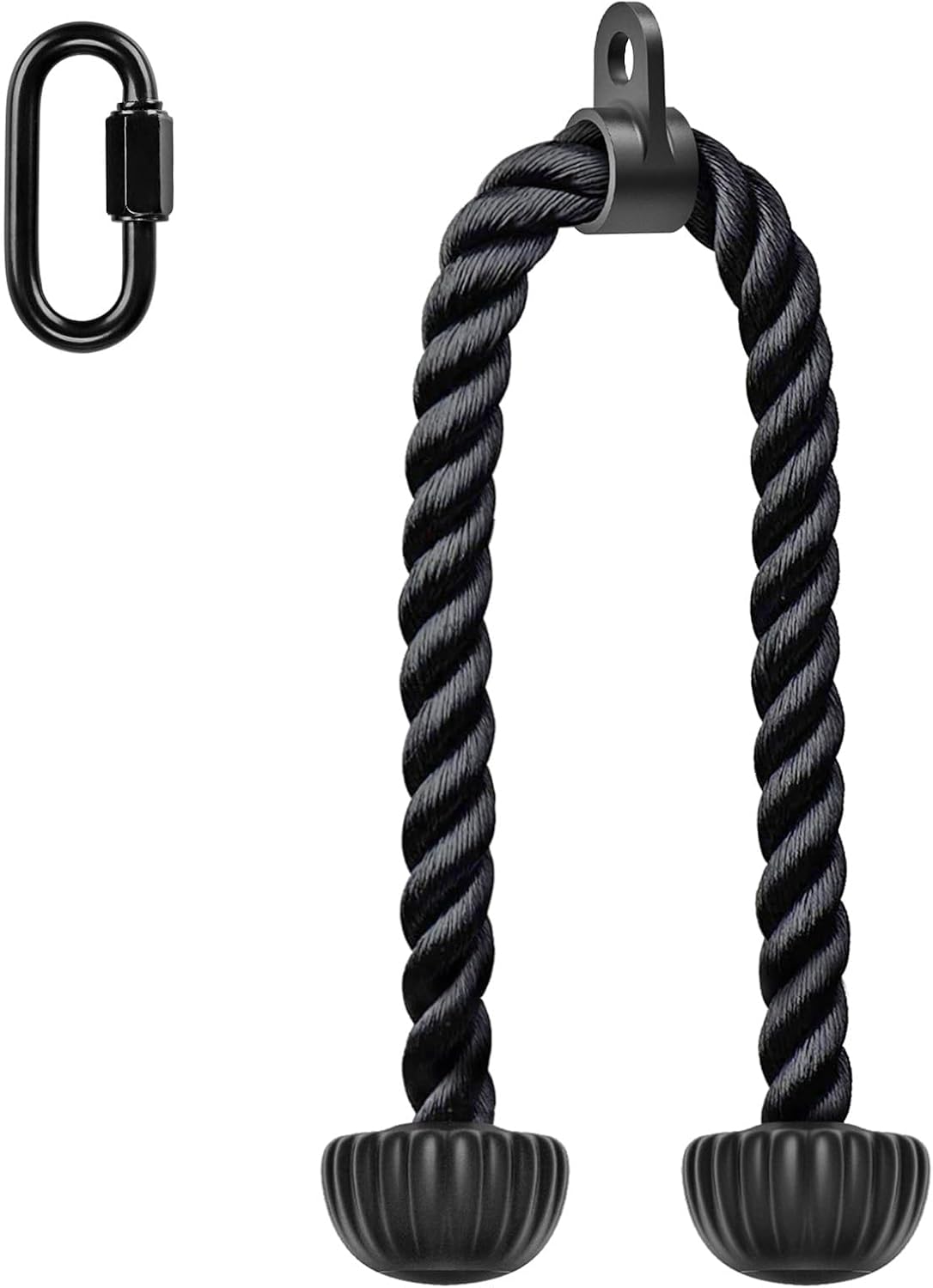 SELEWARE Triceps Rope - Non-Slip Soft Rubber Ends for Home Gym | 28 & 36 Inch LAT Pulldown Attachment in Black and Orange