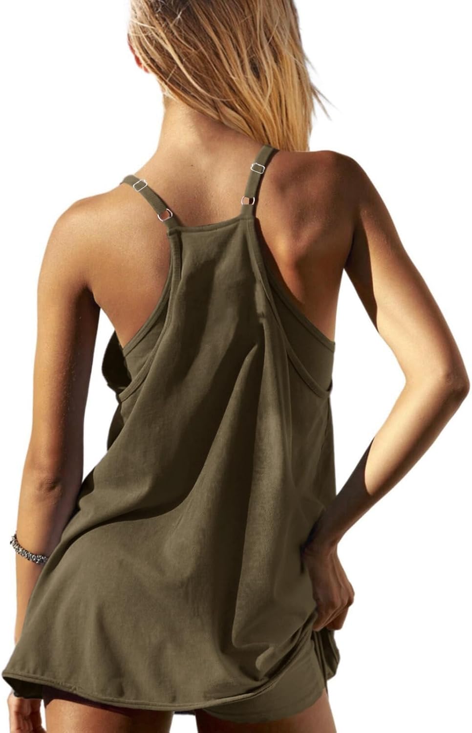 UNIANKIYA Women's Workout Romper Dress - Sleeveless Spaghetti Straps with Shorts | Casual Athletic Outfit
