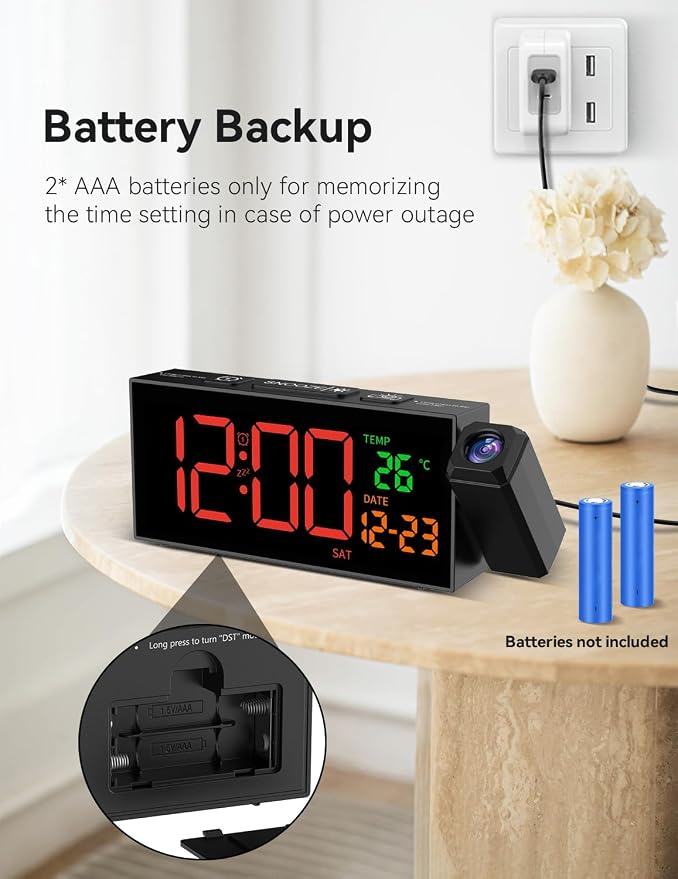 Netzu Projection Clock for Bedroom Ceiling, Alarm Clocks
