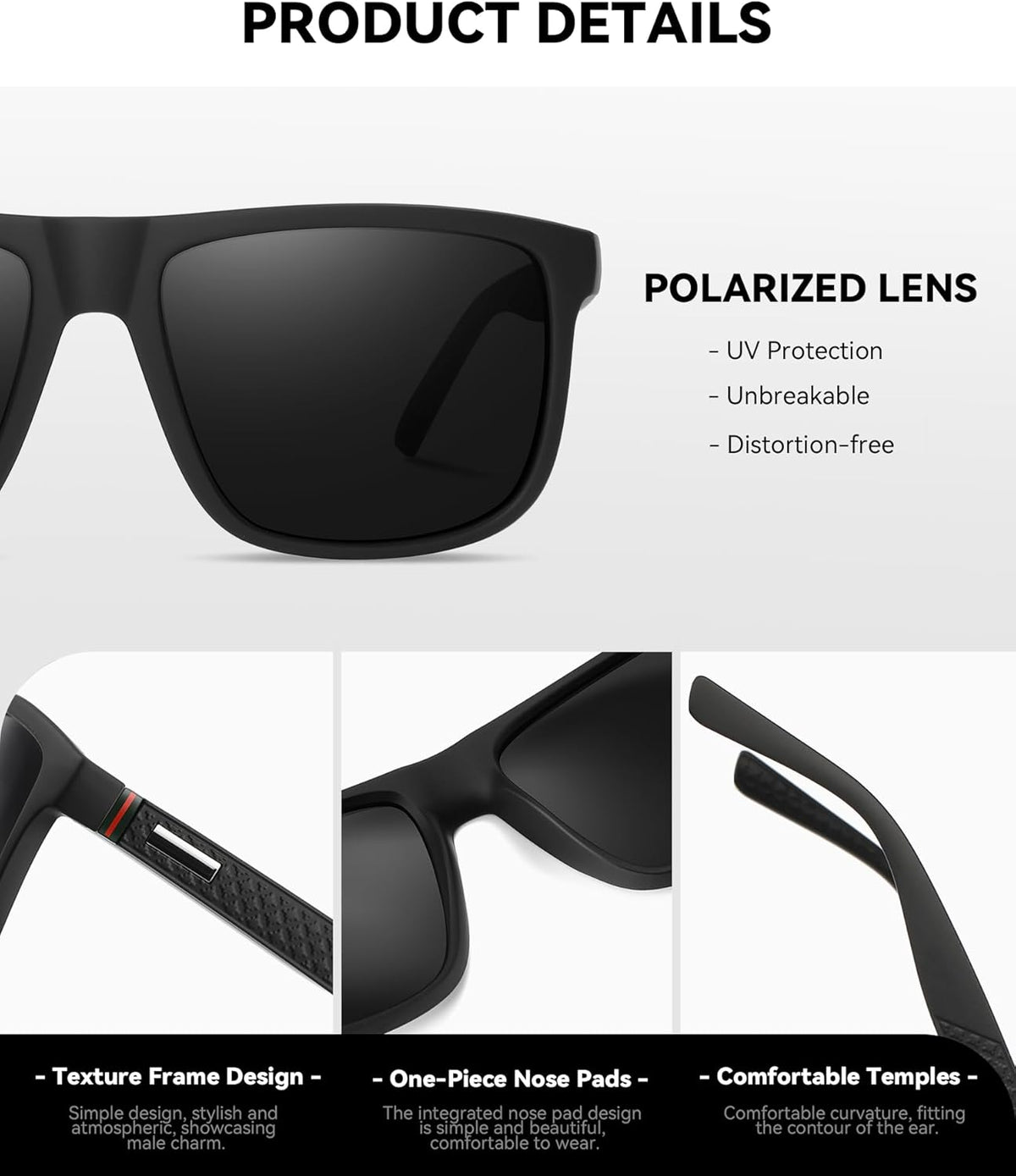 Perfectmiaoxuan Polarized Sunglasses - Lightweight Frame with HD Pilot Lenses | Ideal for Golf, Driving, Fishing, Travel