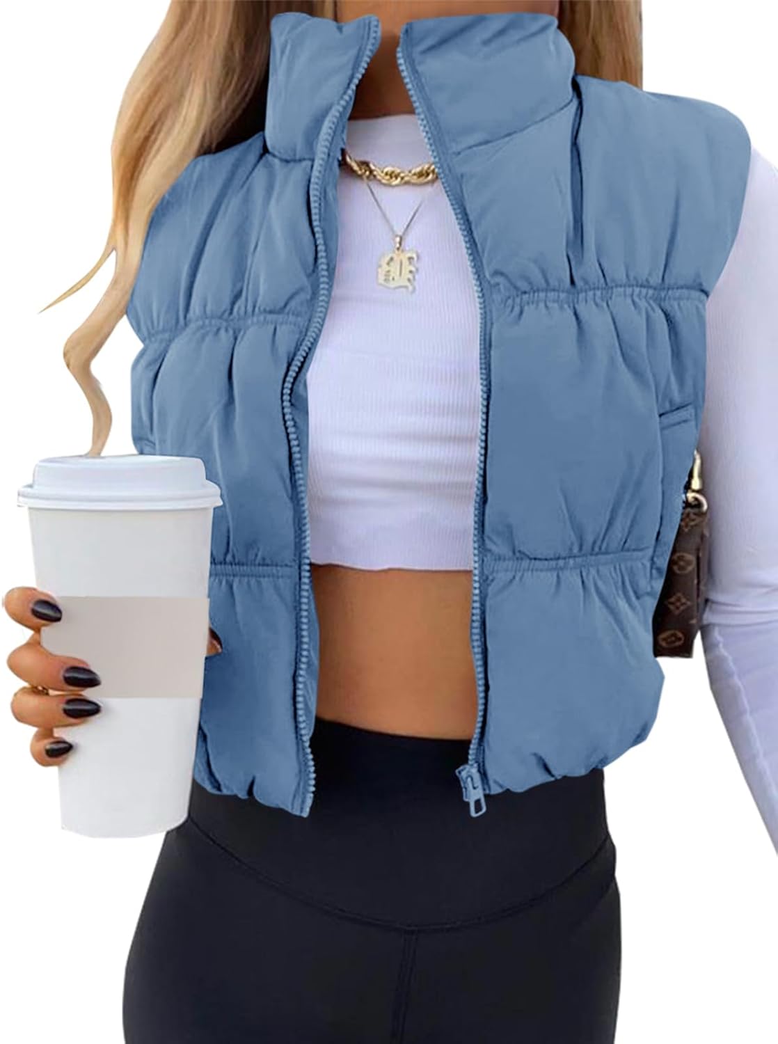 SySea Women's Crop Puffer Vest - Lightweight Sleeveless Winter Coat for Warmth & Style