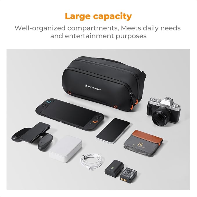 K&F CONCEPT Storage Sling Bag, Vlog Photography Camera Bag, Portable Carrying
