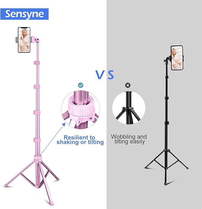 Sensyne 62" Phone Tripod & Selfie Stick, Extendable Cell Phone Tripod Stand