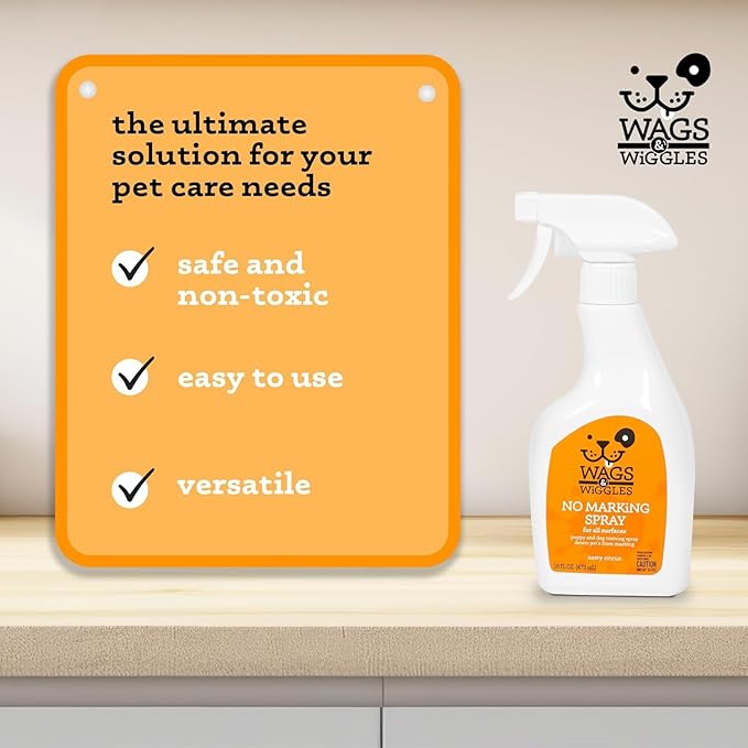 Wags & Wiggles No Marking Deterrent Training Spray for Dogs - Indoor Dog Pee Repellent & Behavior Aid, Anti Pee & Urine Deterrent, No More Marking, Ideal for Potty Training, 16 Fl Oz - 2 Pack