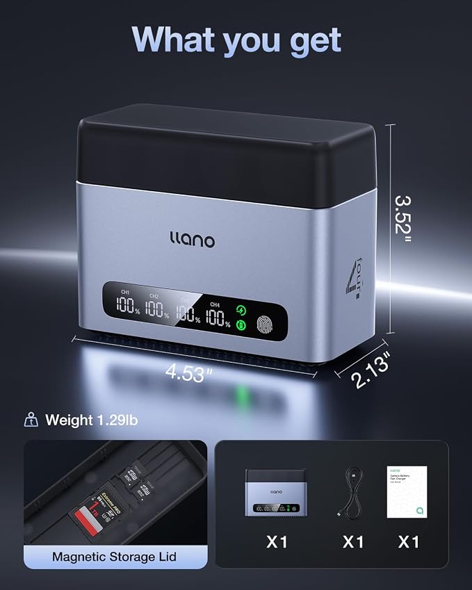 llano 65W 4-Slot NP-FZ100 Battery Charger