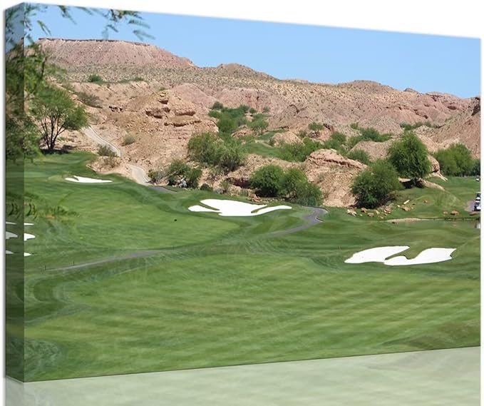 Canyons Golf Desert Wall Art for Living Room Bedroom Bathroom Hoem Decorations Golf Course Picture Poster Framed Artwork Canvas Prints Ready to Hang(12''H x 16''W)