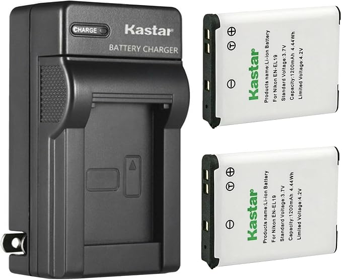 Kastar 2-Pack EN-EL19 Battery and AC Wall Charger Replacement