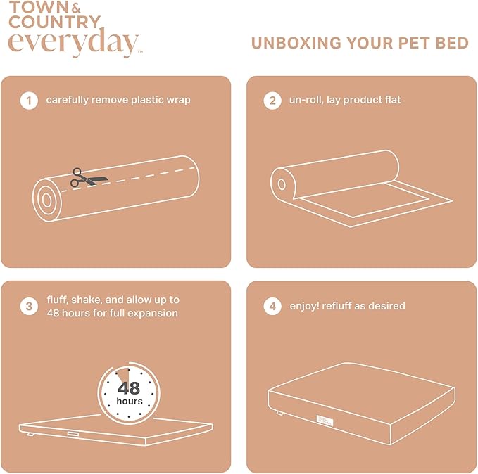 TOWN & COUNTRY EVERYDAY CuddleTown Faux Linen Comfy Cozy Cuddler Pet Bed, Supportive & Calming, Non-Slip Bottom, Machine Washable Cover, Beige, Small 22"x20"x7"