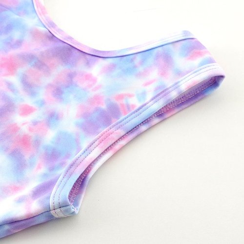 HOZIY Tie Dye Leotards for Toddler Girls Gymnastics 3t 4t Purple Pink Blue White Non Sparkly Tumbling Outfit Biketard Dance Clothes with Scrunchies