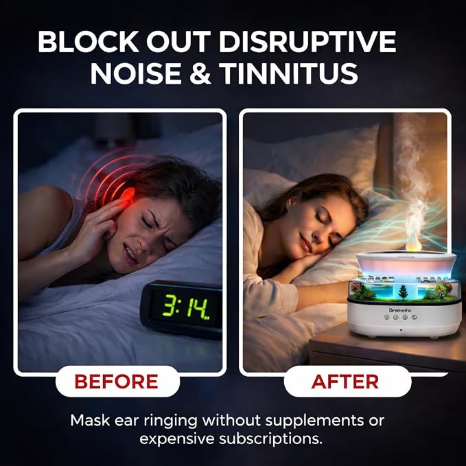 Dreamlax Rain Humidifiers for Bedroom – Cool Mist Essential Oil Diffuser, White Noise Machine with 10 Nature Sounds, 7 LED Lights, Remote Control & Decorative Raindrop Lamp