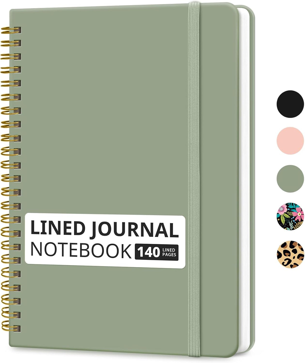 Taja Lined Spiral Journal - 140 Pages College Ruled Hardcover Notebook for Work & Note Taking | A5 Green