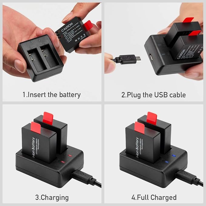 Action Camera Battery Pack, 1350mAh Rechargeable Battery