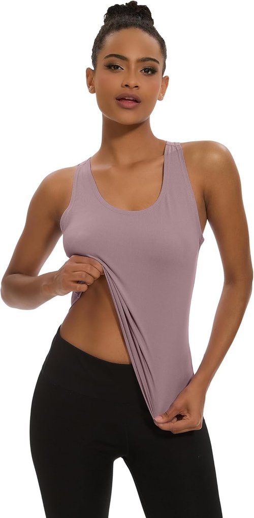 Dalavch Women's Workout Racerback Tank Tops - 5 Pack Spandex Crop for Yoga & Gym Activities