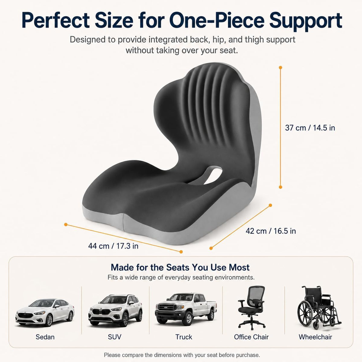 Ergonomic Seat Cushion for Office Chair with Lumbar Support