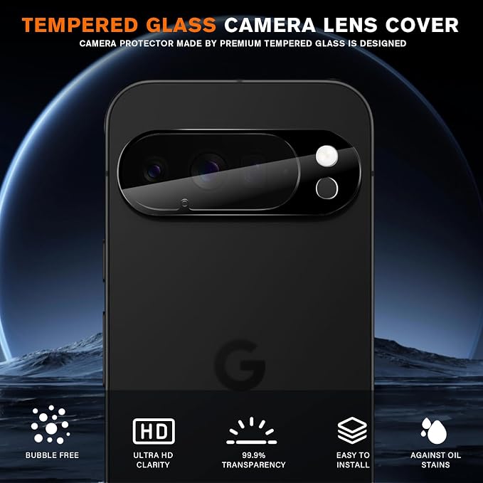 3 Pack for Google Pixel 10 Pro Camera Lens Protector, Tempered Glass 9 Hardness