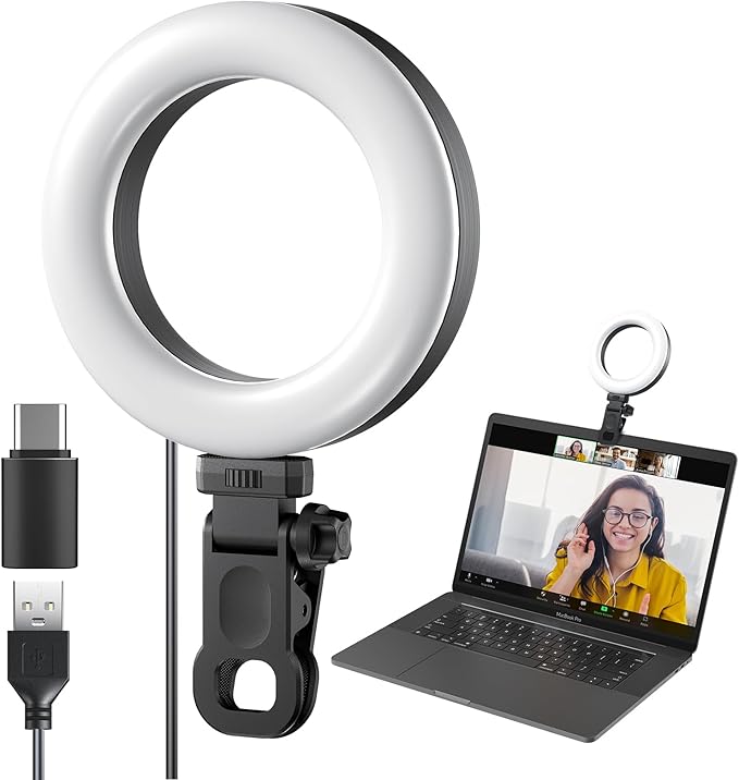 Ring Light Clip on Laptop Monitor, Webcam Light 10 Brightness Level Video