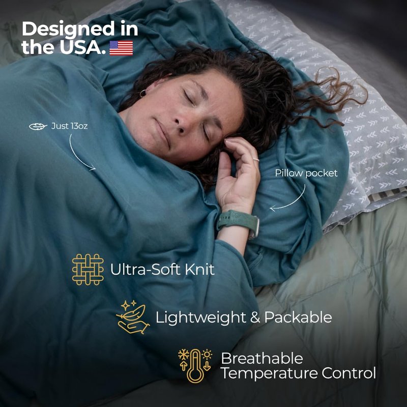 Sleeping Bag Liner for Hot or Cold Weather Camping, Ultra-Soft, Washable 86x35" , Lightweight & Anti-Static Polyester Knit, Sleep Sack Adult Travel Sheets, Summer Sleeping Bag liner Cotton Feel