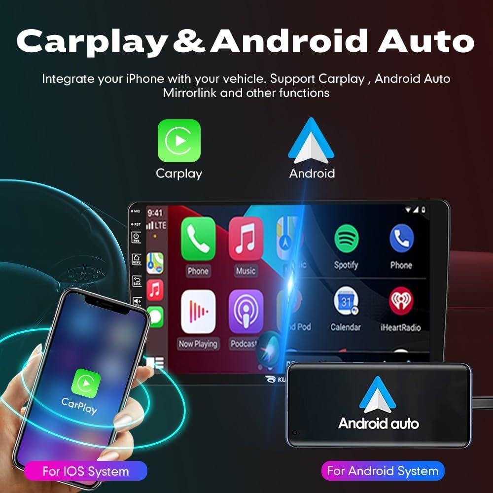 Kunfine Car CarPlay Android Auto Navigation Stereo GPS Radio Reverse Camera Display 9" IPS Touchscreen Headunit Tablet Pad Media Player For Peugeot 301 2013-2022, if Applicable Quad Core 2G+32G Silver