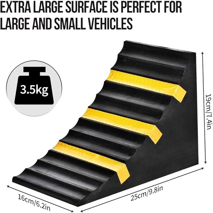 Heavy Duty Rubber Wheel Tire Chock 10" L x 6" W x 7.3" H, Front and Back for Camper, Trailer, RV, Truck, Car, Vehicle and RV (4-Pack)