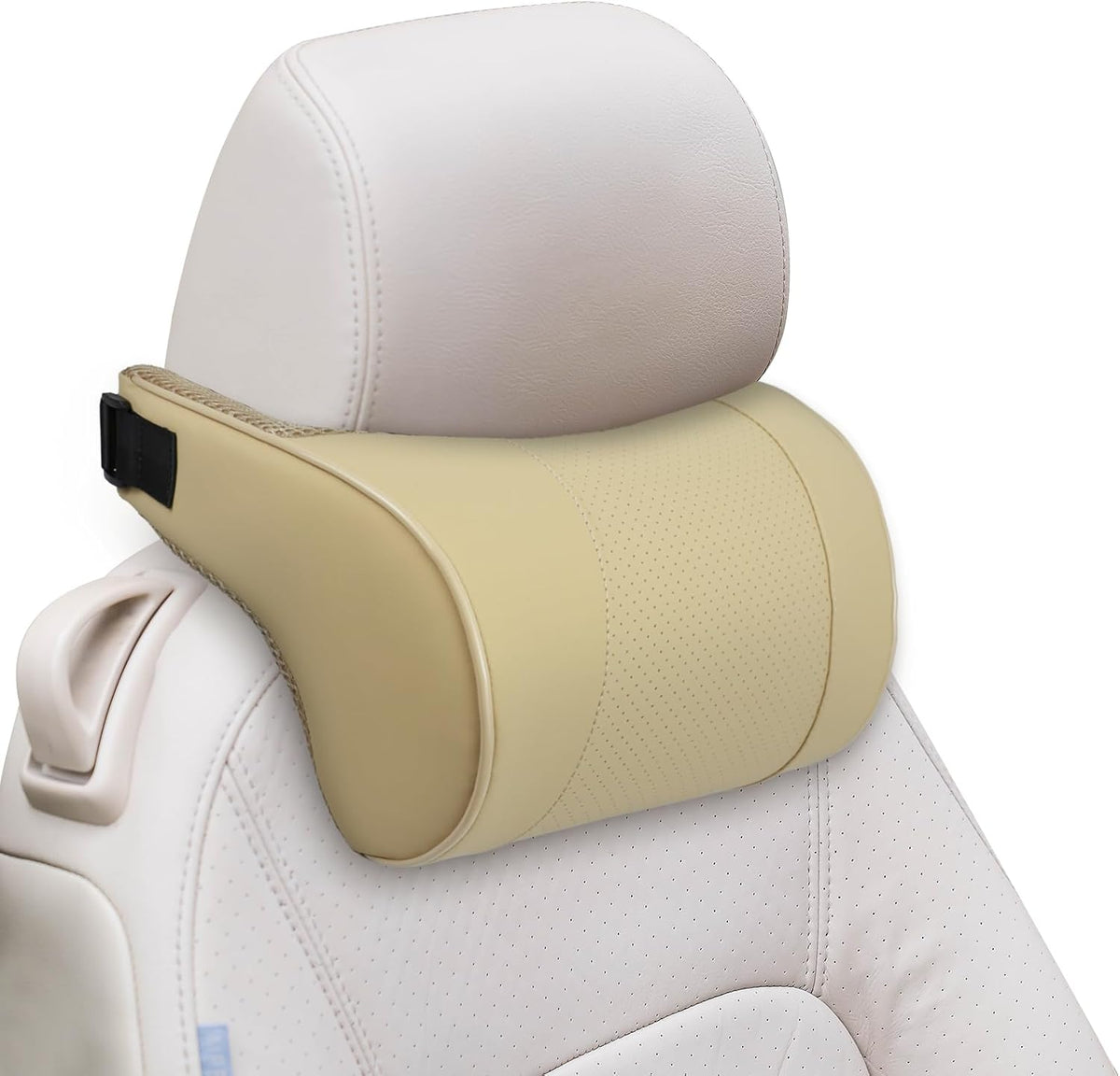Car Neck Pillow with Memory Foam, Soft Comfortable Headrest Pillow for Driving, Ergonomic Design, Auto Seat Neck Support Pillows Head Rest Cushion with Breathable Leather Cover (Black)