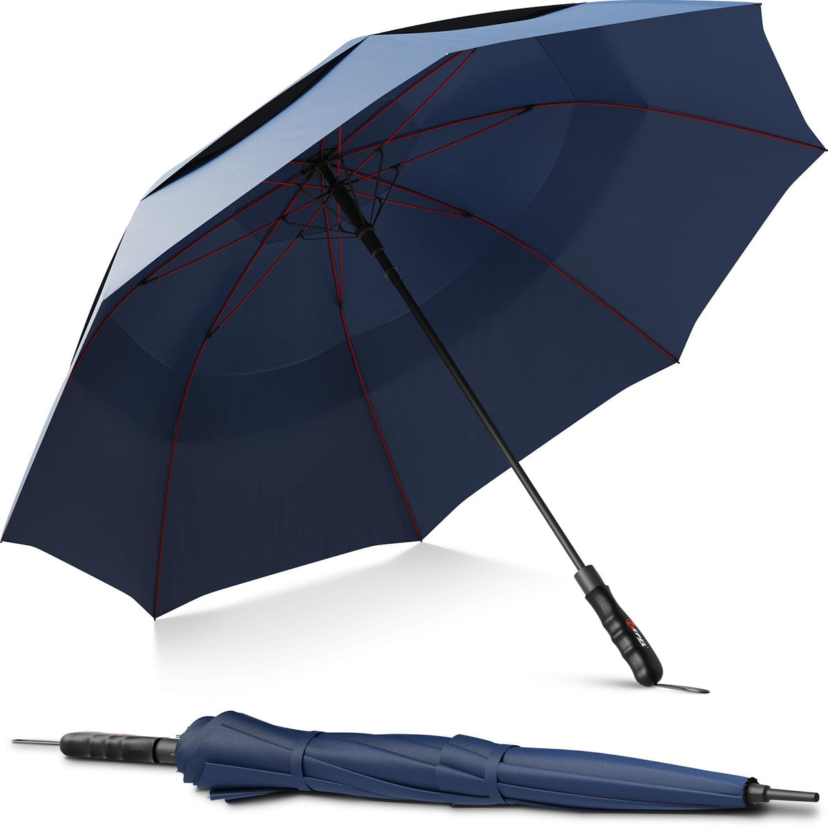 Repel Umbrella | Extra Large Windproof Golf Umbrella - 60" Wide Vented Canopy for 2 People