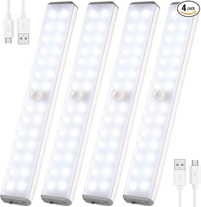 Motion Activated LED Closet Light,28LED Under Cabinet Lights, Homelife Motion Sensor LED Lights, Stick-on Anywhere Battery Operated Motion Sensor Night Light for Closet Hallway Stairway Lamp