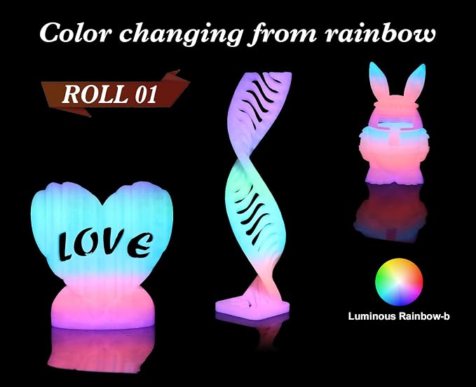 LOVOON Glow in The Dark Filament Multicolor，3D Printer Filament Bundle