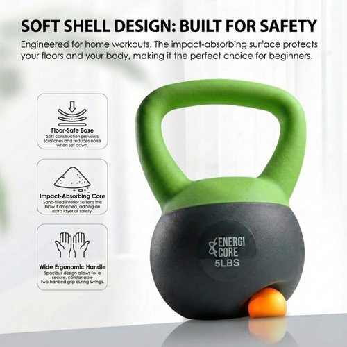 ENERGI CORE Kettlebell - Sand-Filled Weight for Home Gym & Strength Training - Portable for All Fitness Levels