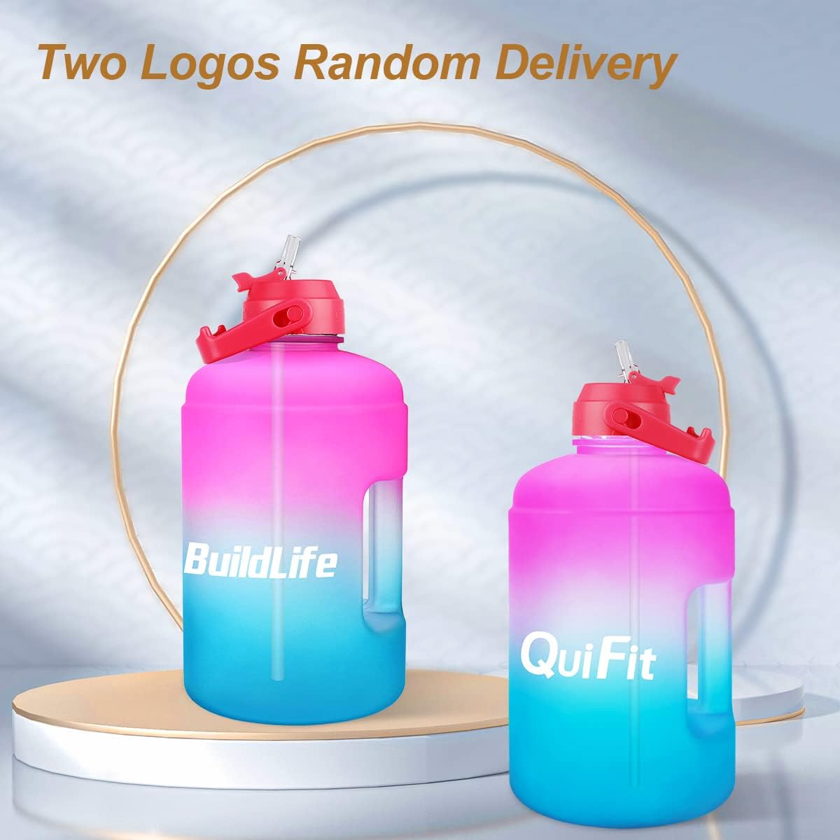 QuiFit 1 Gallon Water Bottle - Leak-Proof BPA-Free with Straw & Motivational Time Marker | 128oz Capacity