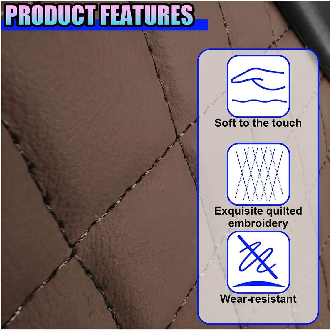 Leather Car Center Console Cover, Armrest Booster Cushion, Coffee