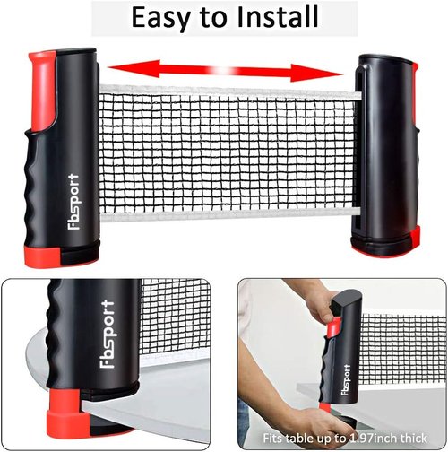 FBSPORT Ping Pong Paddle Set - Portable Table Tennis with Retractable Net, Rackets, Balls & Carry Bag
