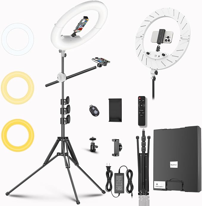 55W18 45cm Ring Light Kit 6700K Dimmable LEDRinglightTripod Stand Dual Phone
