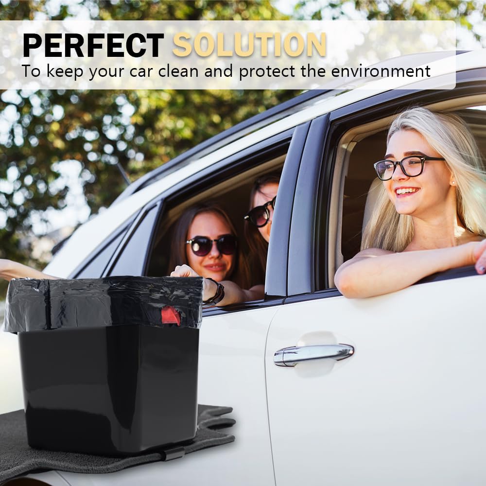 Large Black Car Trash Can Waterproof & Leakproof Car Garbage Bin with Floor Mat Clip, Anti-Slip Design, Portable Auto Trash Container for Car, SUV, Truck, or Van Durable & Easy to Clean