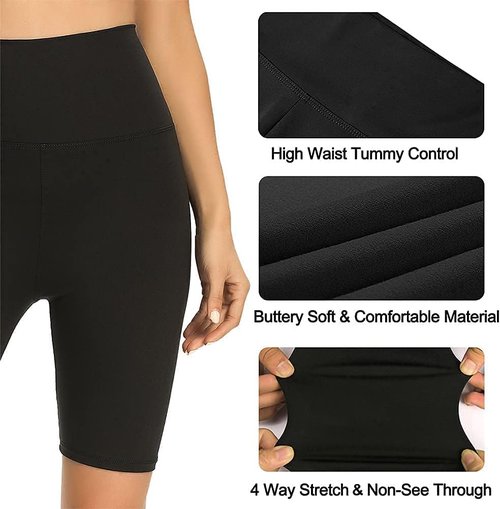 GAYHAY High Waisted Biker Shorts - Soft Tummy Control for Women | Dark Green, 8"/3" Inches
