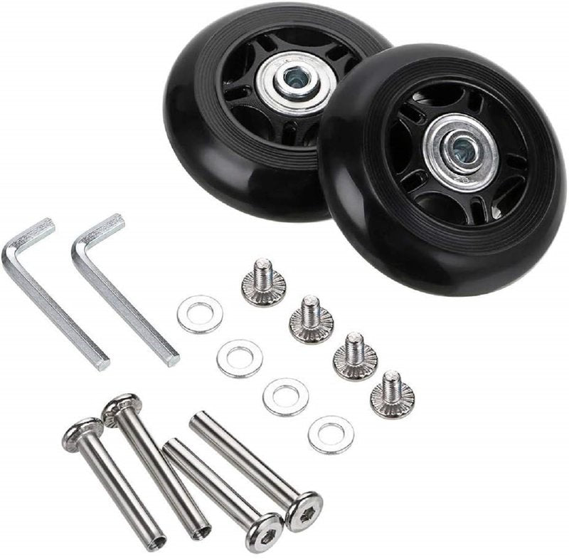 Ricrrover Luggage Suitcase Wheels 70mm x 24mm/2.75"x0.94" w/ABEC 608zz Skate Inline Outdoor Replacement Wheels, One Set of (2) (OD:70 W:24 ID:6 Axles:35 & 40mm)