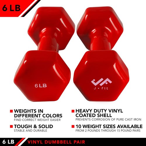 JFIT Dumbbell Sets - Neoprene & Vinyl Coated Hand Weights for Home Gym & Strength Training