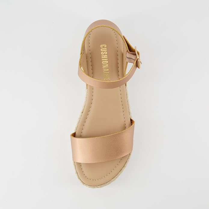 CUSHIONAIRE Melissa Espadrille Platform Sandals For Women with Adjustable Ankle Strap and Memory Foam Insole-Comfortable Womens Sandals for Summer