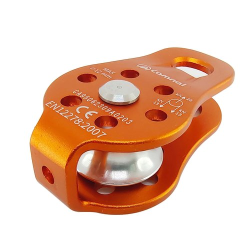26KN Climbing Fixed Plate Micro Pulley, General Purpose Small Single Sheave Hauling Pulley for Rock Climbing, Rappelling, Zipline Sports Etc (Orange, Pack of 1)