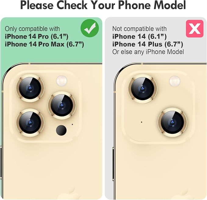 for iPhone 14 Pro/14 Pro Max Camera Lens Protector Bling, 9H Hardness