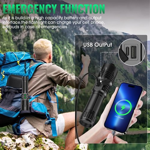 AdamStar UV&High Lumens Flashlight Rechargeable, 2-in-1 Powerful Blacklight LED Flashlight Tactical 6 Modes Super Bright Waterproof Zoomable Detector for Pet Urine Curing Resin Camping