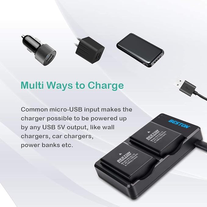 BESTON 2-Pack EN-EL14 / EN-EL14a Battery Packs and Rapid USB Charger Compatible