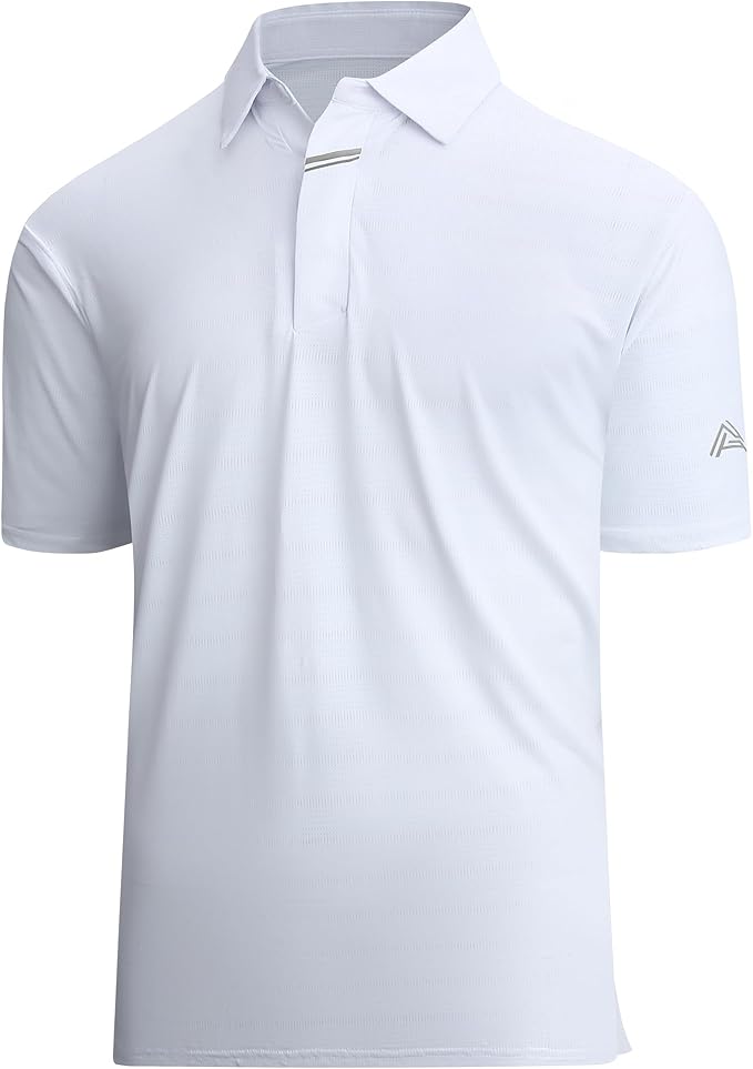 Esabel.C Jacquard Golf Shirts for Men Moisture Wicking Short Sleeve Performance Dry Fit Active Mens Polo Shirts